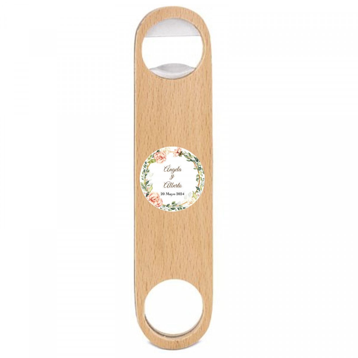 Ouvre-porte en bois personnalisé avec autocollant floral