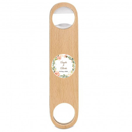 Ouvre-porte en bois personnalisé avec autocollant floral