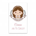 Autocollant de communion 3x5cm personnalisé pour fille