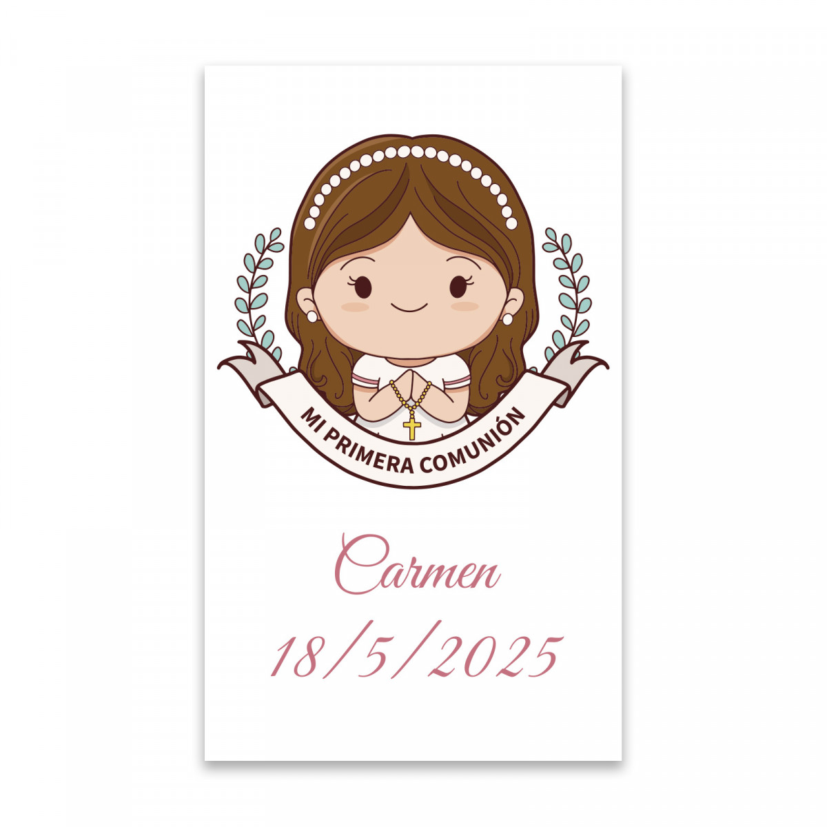 Autocollant de communion 3x5cm personnalisé pour fille