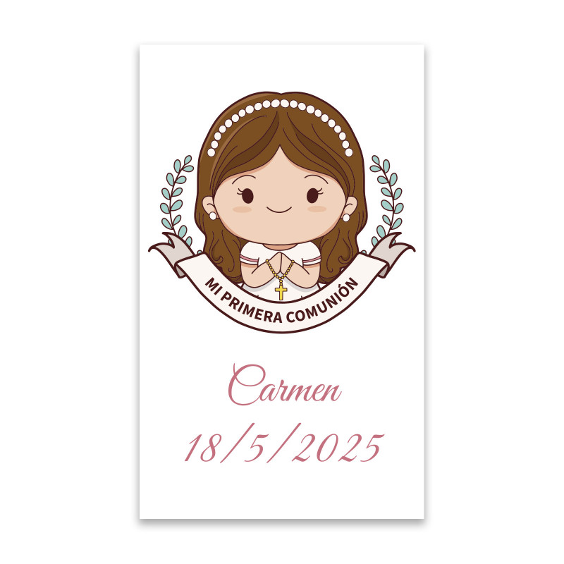 Autocollant de communion 3x5cm personnalisé pour fille