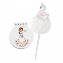 Carnet de communion fille stylo cygne avec pompon