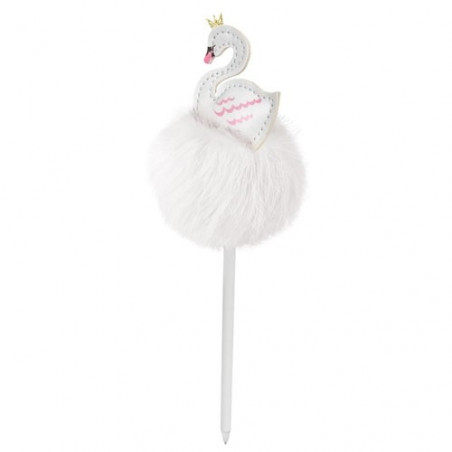 Carnet de communion fille stylo cygne avec pompon