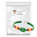 Bracelet corde dans sachet transparent avec adhésif première communion pour détails