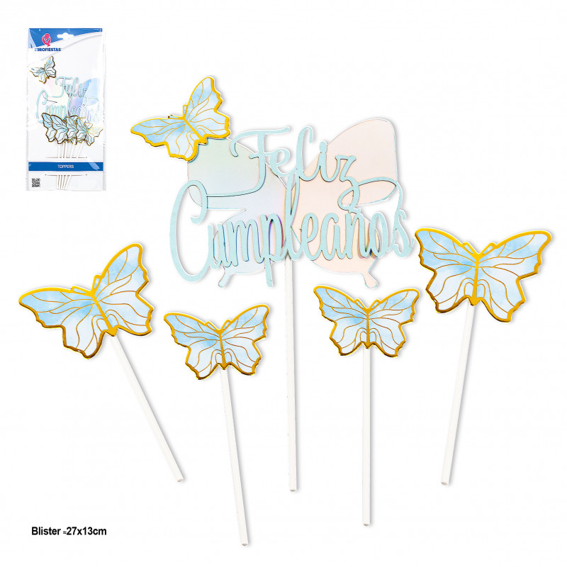 Topper papillon bleu pour anniversaire