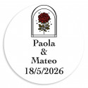 Sticker rose vintage 3cm personnalisable pour mariages et événements