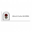 Sticker rose vintage 6x2cm personnalisable pour mariages et événements