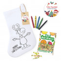 Chaussette de noël à colorier personnalisée avec crayons de couleur et sachet de bonbons détail de noël pour enfants