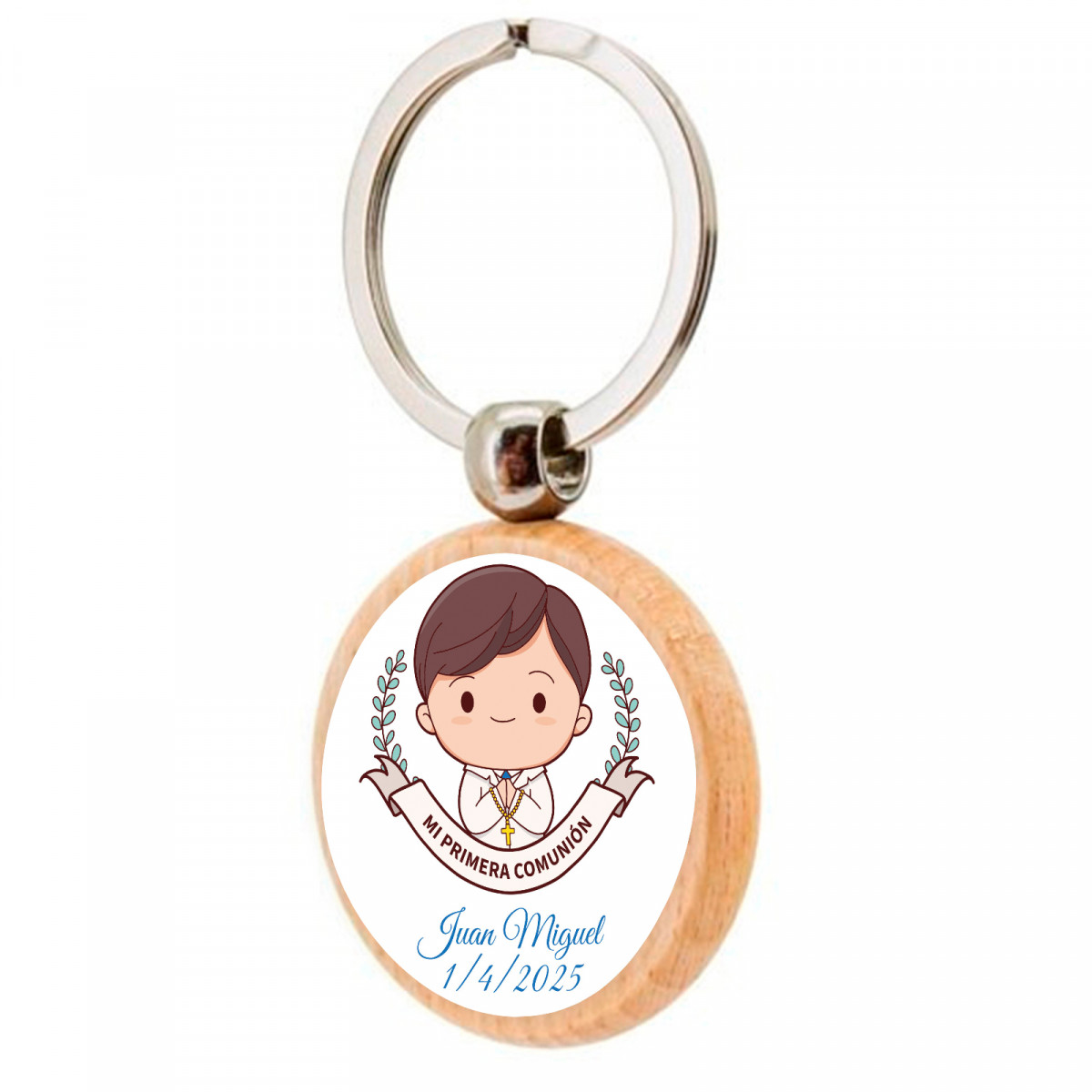 Porte clés en bois pour première communion pour enfants personnalisable pour les détails