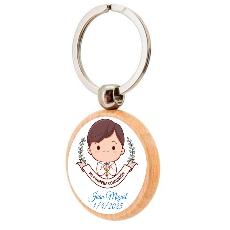 Porte clés en bois pour première communion pour enfants personnalisable pour les détails