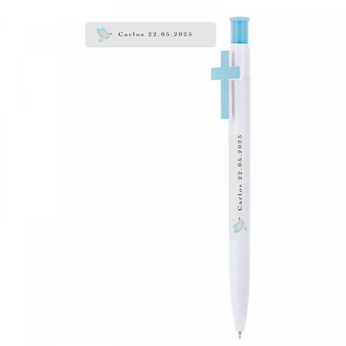 Stylo blanc avec croix de première communion