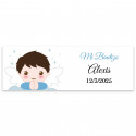 Sticker rectangulaire 6x2 personnalisable enfant ange pour baptême