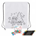 Sac à dos de noël pour enfants à colorier avec des crayons et des gommes avec autocollant de noël pour plus de détails