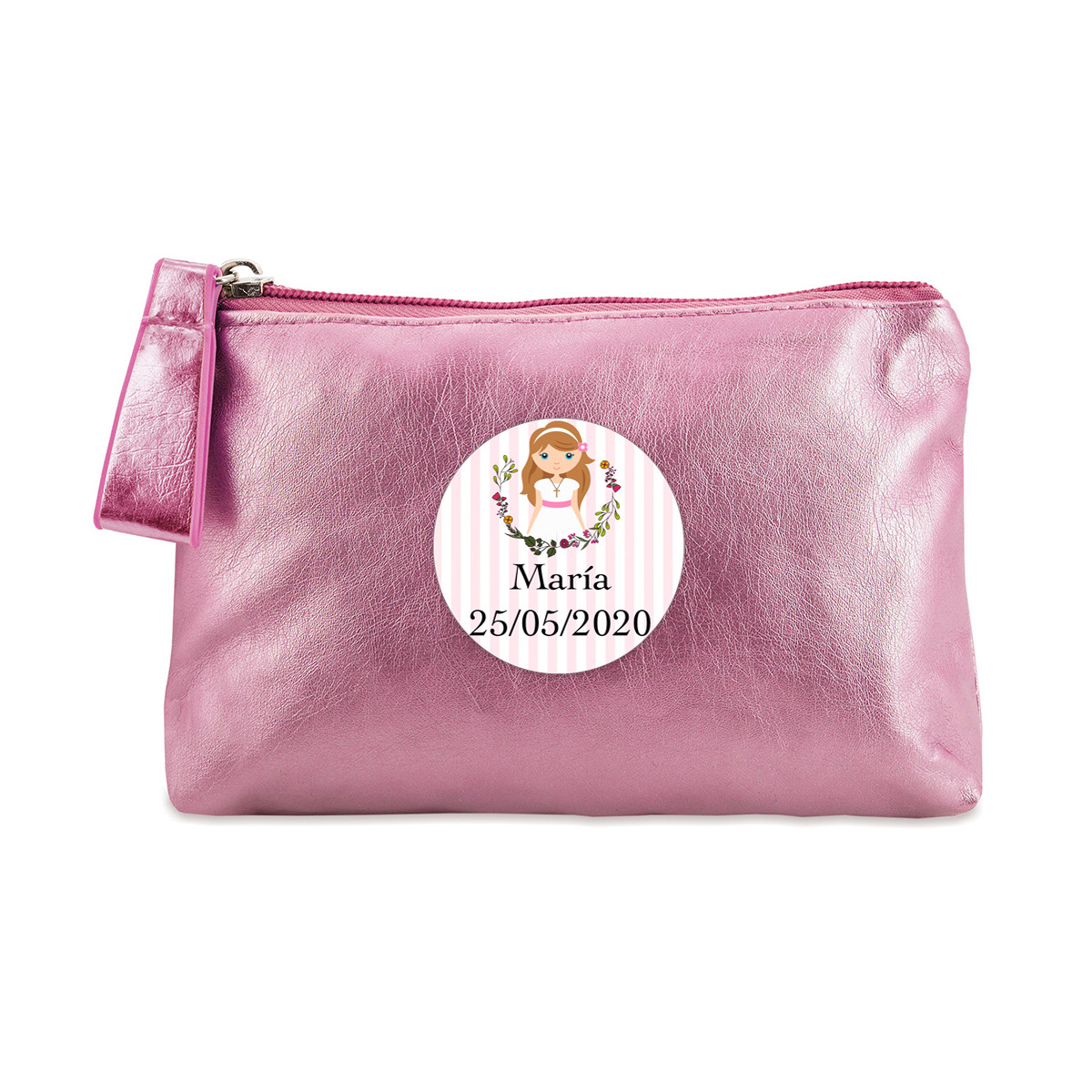 Trousse de toilette rose avec adhésif pour détails de première communion fille