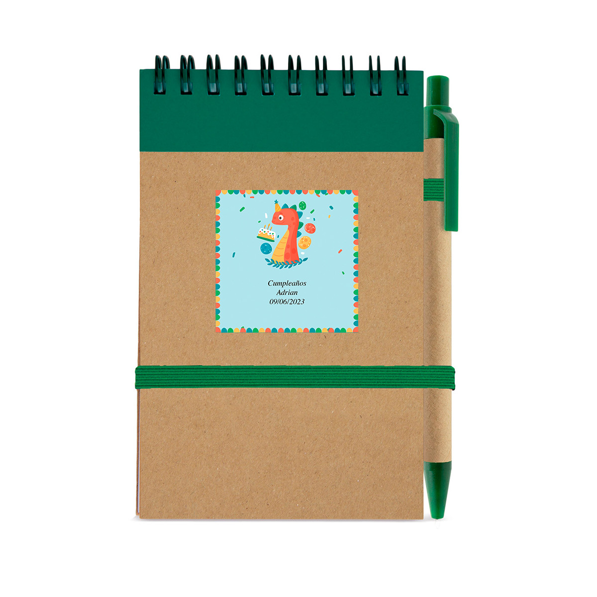 Carnet avec stylo avec autocollant motif dinosaure pour plus de détails