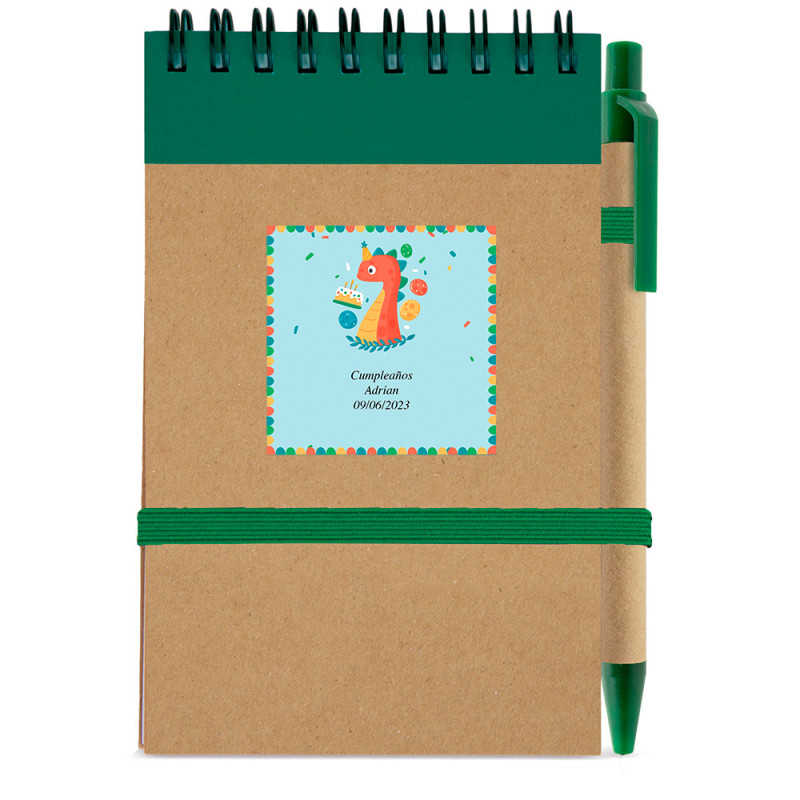 Carnet avec stylo avec autocollant motif dinosaure pour plus de détails